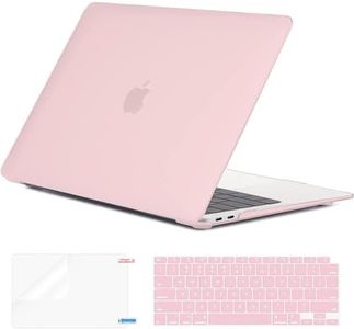 EooCoo Hard Case Compatible with MacBook Air 13.3 inch M1 Chip 2021-2018 with Retina Display, Air 13.3 inch Plastic Protective Case + Transparant Keyboard Cover + Screen Protector, Matte Pink