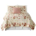 Greenland Home Antique Rose 100% Cotton Quilt Set, 3-Piece King/Cal King, Ecru