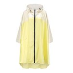 Freiesoldaten Women Waterproof Rain Poncho Stylish Reusable Lightweight Outdoor Raincoats Rain Jacket with Hood White-Yellow