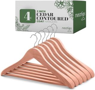 Neaties Premium Red Cedar Hangers for Closet Wide 2" Thick Cedarwood Hangers with Flat Bar - Cedar Pant Bar Cedar Jacket Hangers Cedar Suit Hangers Wooden Hangers Cedar Coat Hangers (4 Pack)