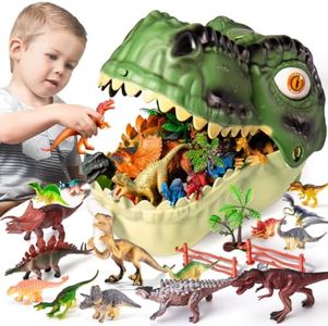 RISUNTOY Dinosaur Toys for Kids 3-5,45PCS Realistic Jurassic Dinosaurs Figures with Eggs&Trees&Fence Playset to Create a Dino World,Educational Figures, Great Gift for Toddler Boys & Girls