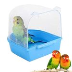 Western Era Bird Bath Box, Shower Caged, Unique & Innovative Design Bathing Tub Accessory for Pet Brids Finch Canary Parrot Lovebird (Blue)