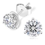 KRKC&CO Moissanite Studs Earrings, Lab Created Solitaire Diamond Earrings 3Prong, 925 Silver White Gold Plated, 0.6CT D-Color VVS1, Sparkly Jewelry Gifts for Women