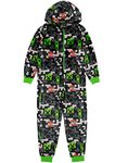 Minecraft Onesie Kids | Boys Girls TNT Creeper Camo Green Grey All In One Pyjamas | Zip Hood Video Game Loungewear 10-11 Years