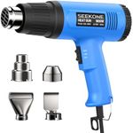 SEEKONE Heat Gun, 1800W Heavy Duty Hot Air Gun Kit Dual-temperature Setting 572℉&1112℉, Hot Heat Gun with Overload Protection, 4 Nozzles Included, for Shrinking PVC, Stripping Paint, Crafts (5.2ft)