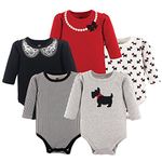 Hudson Baby unisex-baby Cotton Long-sleeve Bodysuits, Scottie Dog 5-pack, 18-24 Months