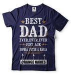 Custom Dad T-Shirt Customizable Father Shirt Change Names Father's Day Shirt - NAVY - XXXXL