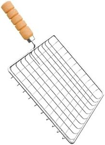 NOHUNT Phulka Grill Roaster for Gas Stove, Grill Tawa Jali for Kitchen Cooking, Roti Basket Pulka Pan Roaster Grill with Wood Handle, Papad Jali, Deep Square Roaster (Steel Wire) (SQ003)
