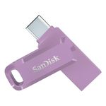 SanDisk 128GB Ultra Dual Drive Go USB C Flash Drive, USB C memory stick for Android smartphone, tablets, Macs, USB stick up to 400 MB/s, reversible USB Type-C and USB Type-A connectors, Lavender