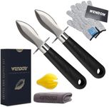 WENDOM Oyster Knife Shucker Set Oyster Shucking Knife and Gloves Cut Resistant Level 5 Protection Seafood Opener Kit Tools Gift(2knifes+1Glove)