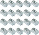 Abeicy UNC 1/4"-20 Threaded Silver Barrel Nuts, 10mmX12.5mm Cross Dowel Hammer Nut, Zinc Plated Slotted Nuts Hardware Replacement for Furniture, Cots, Beds, Crib and Chairs (20 Packs)