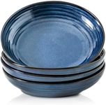 Hasense Pasta Bowls, 32 Oz Ceramic Serving Bowls Set of 4-8.7 Inch Serving Dishes for Salad, Pasta, Soup, Fruit - Blue Dinner Plate Bowls for Home Gift, Dishwasher & Microwave Safe