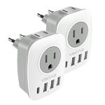 2 Pack European Plug Adapter, VINTAR Type C Travel Adapter for Europe with 2 AC Outlets and 4 USB Ports(1 USB C), Europe Travel Essentials Plug Converter for Canada to EU Italy Greece Spain France