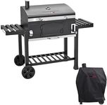 CosmoGrill Outdoor XXL Smoker Barbecue Charcoal Portable BBQ with Waterproof Cover, Adjustable Grill and Built-in Temperature Gauge, for Home Garden Party Cooking