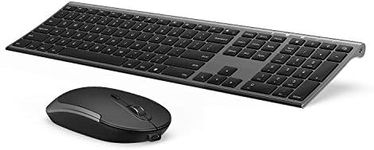 Wireless Keyboard and Mouse, Vssoplor 2.4GHz Rechargeable Compact Quiet Full-Size Keyboard and Mouse Combo with Nano USB Receiver for Windows, Laptop, PC, Notebook-Dark Gray