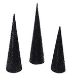 Christmas Concepts® Set of 3 Various Size Christmas Cone Trees Decorations With Sequins And Beads (Black)