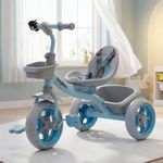 Baybee Beagle Baby Cycle for Kids | Plug N Play Tricycle with Eva Wheels, Safety Belt, Footrest & Toy Storage Basket | Kid Cycle Trikes | Baby Tricycles for Kids 2 to 5 Years Boys Girls (Blue)