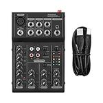 Btuty Audio Mixer,5-Channel Mixing Console USB Audio Interface Plug-and-Play +48V Phantom Power for Home Studio Recording Live Streaming Karaoke Online Singing