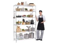 The WORKPLACE Depot Large Wire Storage Unit, 5 Tier Shelving Unit with Height Adjustable Shelves for Garage, Kitchen, Home (Chrome, No Wheels)