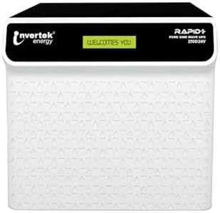 Invertek Energy Rapid +2500/24V |Pure Sine Wave UPS 2200 VA |Double Battery Inverter for Home, Office,Shops | 36 Months Warranty |Fast Charging |LCD Display |Automatic Bypass |24X7 MCB Protection