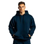 NOBERO Men's Cotton Blend Neck Hooded Sweatshirt (1M-TWHO-R0041_Navy Blue