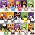 Hollowfly 15 Sets Halloween Mini Stuffed Animals Bulk with Halloween Cards Soft Plush Toy with Witch Hat Stuffed Mini Halloween Plush Doll for Trick or Treat Party Favors Halloween Goodie Bag Filler