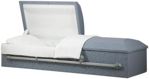 Titan Casket Cloth Covered Casket (Rounded Top) Handcrafted Funeral Casket - Slate Gray Exterior with White Crepe Interior