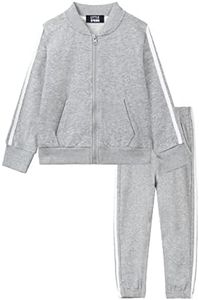 LittleSpring Toddler Boys Athletic Outfits Cotton Zipper Jacket and Jogger Set Gray 4T