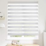 SHECUTE Cordless Zebra Blinds for Windows, Light Filtering Cordless Zebra Shades, Room Darkening Window Roller Shades for Living Room Bedroom, Day and Night Zebra Blinds for Doors, 25”W x 72”L, White