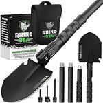 Rhino USA Survival Shovel w/Pick - Heavy Duty Carbon Steel Military Style Entrenching Tool for Off Road, Camping, Gardening, Beach, Digging Dirt, Sand, Mud & Snow. (Survival Shovel.)