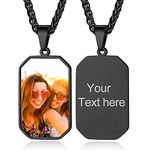 Picture Necklace Engraved Custom Dog Tags Pendant Memorial Chain Customized Photo Gifts for Men Him Dad