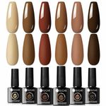 UR SUGAR Autumn Winter Gel Nail Polish Set, 6 Colours Brown Gel Polish Set Nude Caramel Coffee Burgundy Red Khaki Fall Gel Polish Kit Soak Off U V Gel Nail Varnish Gifts for Halloween Christmas