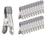 Phoetya 30Pcs Stainless Steel Clothes Pegs, Multifunctional Non-Slip Metal Laundry Pegs Clothes Pins Clips for Sock, Shoes, Towel, Food Sealing, Photos