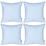 4-Pack Cotton Comfortable Solid Decorative Throw Pillow Case Square Cushion Cover Pillowcase(Cover Only,No Insert) (18x18 inch/ 45x45cm,Light Blue)