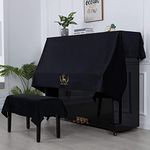 Piano Cover, Piano Dust Cover, Upright Piano Cover Fashionable and Colorfast, Embroidery Fawn, Protective Cover for 138 * 200cm Yamaha Kawai-US Various Upright Pianos,Black （not Include Chair Cover）