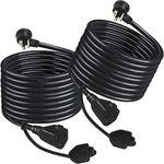 Outdoor Weatherproof Power Extension Cord 10FT - Black Low Profile Flat Plug Extension Cord, SJTW 16 Gauge Heavy Duty Weather Resistant Outside Garden Grounded Extension Lead for Indoors Outdoor