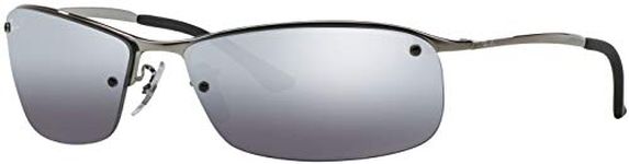 Ray Ban Sunglasses RB3183 Top Bar 004/82 Gunmetal/Grey Polarized Mirror Silver Gradient, 63mm