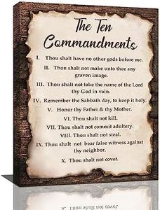 The Ten Commandments Decor Wall Art 10 Commandments Bible Verse Christian Religion Scripture Pictures Wall Decor Canvas Painting Prints Artwork Framed for Church Bedroom Bathroom Kitchen 12"x16"