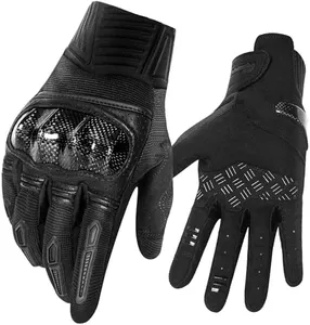 RIGWARL Latest Upgrade Biker Glove for Men and Women with Wear-Resistant Palm, Dirt Bike Gloves Comfortable Won't Scratch Hands, Motorcycle Gloves Riding Carbon Fiber Black, X-Large
