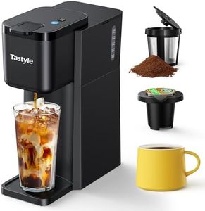 Tastyle Mini Hot and Iced Coffee Maker Single Serve, for K Cup and Ground, 6 to 14 Oz Brew Sizes, with Recipe Book, for Home, Travel, RV, Office and Dorm, Classic Black (2.0 Version)