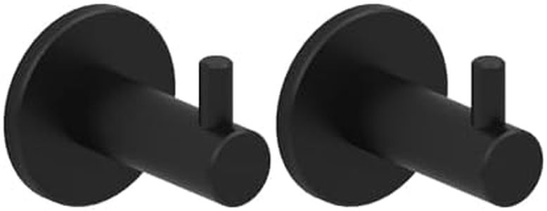 Kon-fort Home Colgador Toalla Baño Negro 2 unidades, Diseño Acero Inoxidable AISI 304, Negro Mate con Tornillo.
