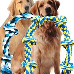 Fejapa 6 Knot 2 Pack 3.6 Feet Giant Large Dog Chew Rope Toy for Aggressive Chewer Power Heavy Duty Tug of War Play Chewing Tugging Tough Knotted XL Long Rope Pulling Pitbull Large Breed Medium Big Dog