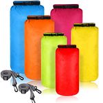 6 Pieces Waterproof Dry Bag Set Dry Sacks Lightweight Airtight Combo Set with 20 L 15 L 10 L 8 L 5 L 3 L Sacks and Long Adjustable Shoulder Strap for Kayaking Boating Hiking Camping (Bright Color)