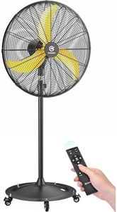 FUGOO 24" Outdoor Industrial Floor Fans With Remote Control,All Sealed BLDC Motor, 4-Speed Waterproof Outdoor Fan, Heavy Duty Oscillating Pedestal Fan for Home,Patios, Commercial, Garage, Warehouse