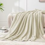 BEDELITE Fleece Throw Blanket for Couch – 3D Ribbed Jacquard Soft and Warm Decorative Fuzzy Blanket – Cozy, Fluffy, Plush Lightweight Beige Throw Blankets for Bed, Sofa, 50x60 inches