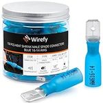 150 PCS Wirefy Male Spade Connectors - Heat Shrink Spade Connector Kit - Quick Disconnect Wire Connectors - Electrical Spade Terminals - Blue 16-14 Gauge