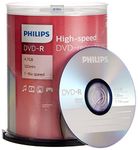 Philips DVD-R blank discs (4.7 GB data / 120 min Video/ 16x High Speed recording) 100 blank discs package - DM4S6B00F/00