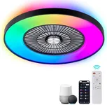 HUMHOLD 24" Bladeless Ceiling Fans with Lights and Remote/APP/Voice Control, Low Profile Ceiling Fan with RGB Lights, Enclosed Flush Mount Ceiling Fan for Kid's Bedroom/Living Room