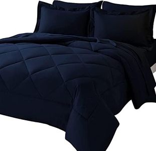 EnvioHome Comforters Queen Size Warm & Cooling Bedding Comforters & Sets Ultra-Soft All Season 7 Pieces - Navy, Queen