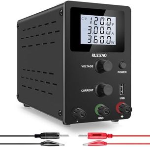 RUZIZAO Fuente de Alimentación Regulable 120V 3A, Fuente de Alimentación de Laboratorio con Pantalla LED de 4 Dígitos, Fuente de Alimentacion de Banco con Puerto USB 5V/2A Fuente de Alimentación de CC